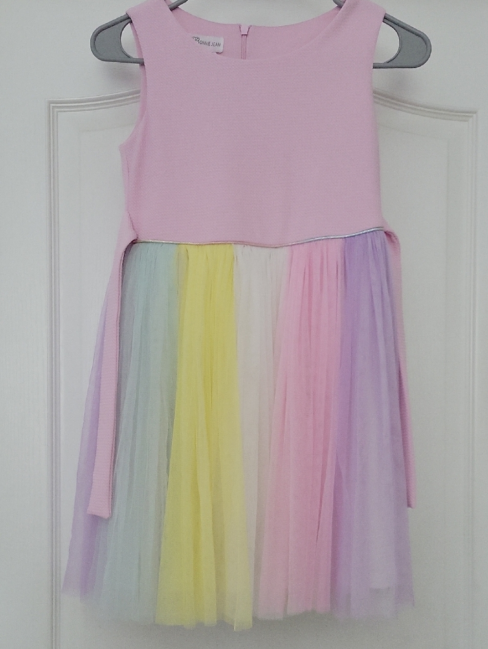 Bonnie Jean Pink and White Layered Tulle Dress Size 10